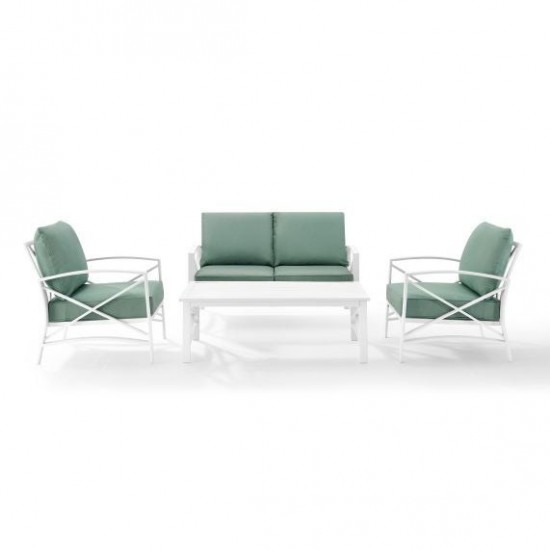 Kaplan 4Pc Outdoor Metal Conversation Set Mist/White