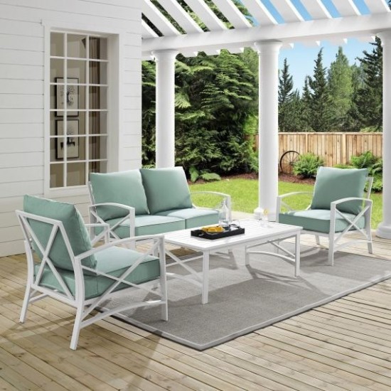 Kaplan 4Pc Outdoor Metal Conversation Set Mist/White