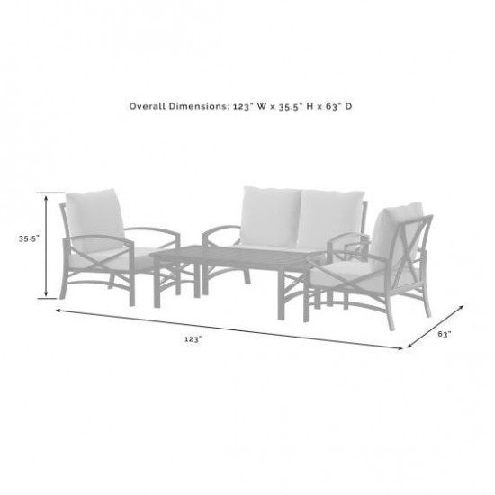 Kaplan 4Pc Outdoor Metal Conversation Set Mist/White