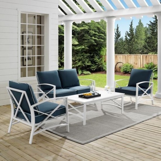 Kaplan 4Pc Outdoor Metal Conversation Set Navy