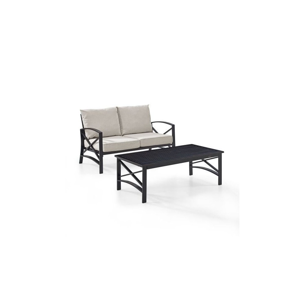 Kaplan 2Pc Outdoor Metal Conversation Set Oatmeal