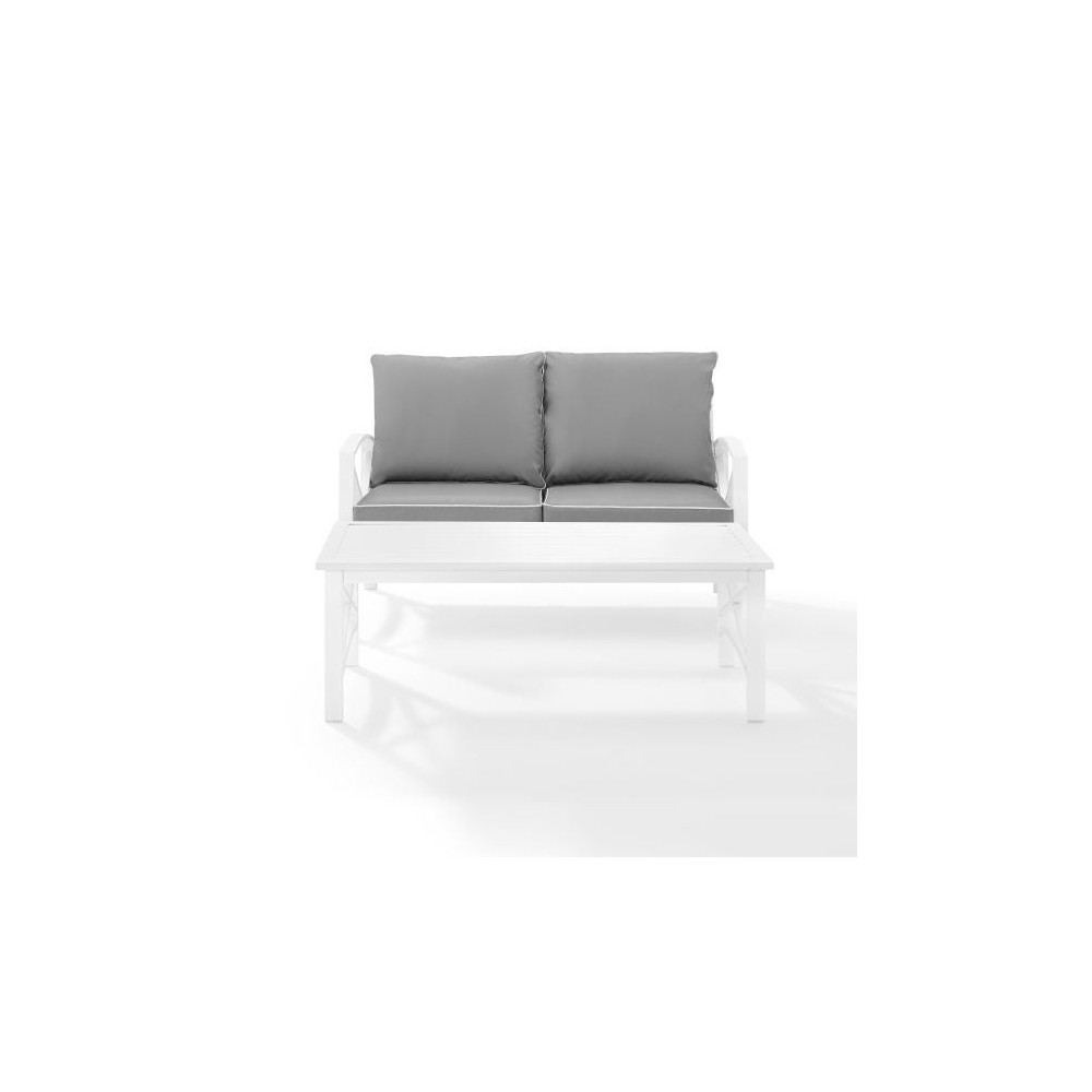 Kaplan 2Pc Outdoor Metal Conversation Set Gray/White - Loveseat & Coffee Table Kaplan 2Pc Outdoor Metal Conversation Set Gray/White - Loveseat & Coffee Table