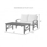 Kaplan 2Pc Outdoor Metal Conversation Set Mist/White - Loveseat & Coffee Table