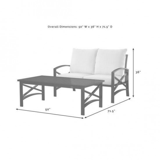 Kaplan 2Pc Outdoor Metal Conversation Set Mist/White - Loveseat & Coffee Table