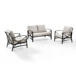 Kaplan 3Pc Outdoor Metal Conversation Set- Loveseat, 2 Chairs