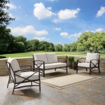 Kaplan 3Pc Outdoor Metal Conversation Set- Loveseat, 2 Chairs