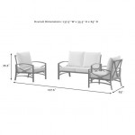 Kaplan 3Pc Outdoor Metal Conversation Set Mist/White - Loveseat & 2 Chairs