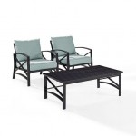 Kaplan 3Pc Outdoor Metal Armchair Set (Coffee Table & 2 Chairs)