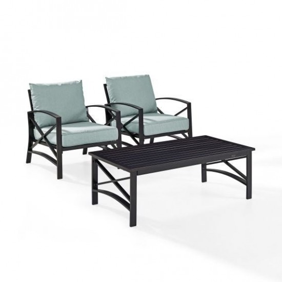 Kaplan 3Pc Outdoor Metal Armchair Set (Coffee Table & 2 Chairs)