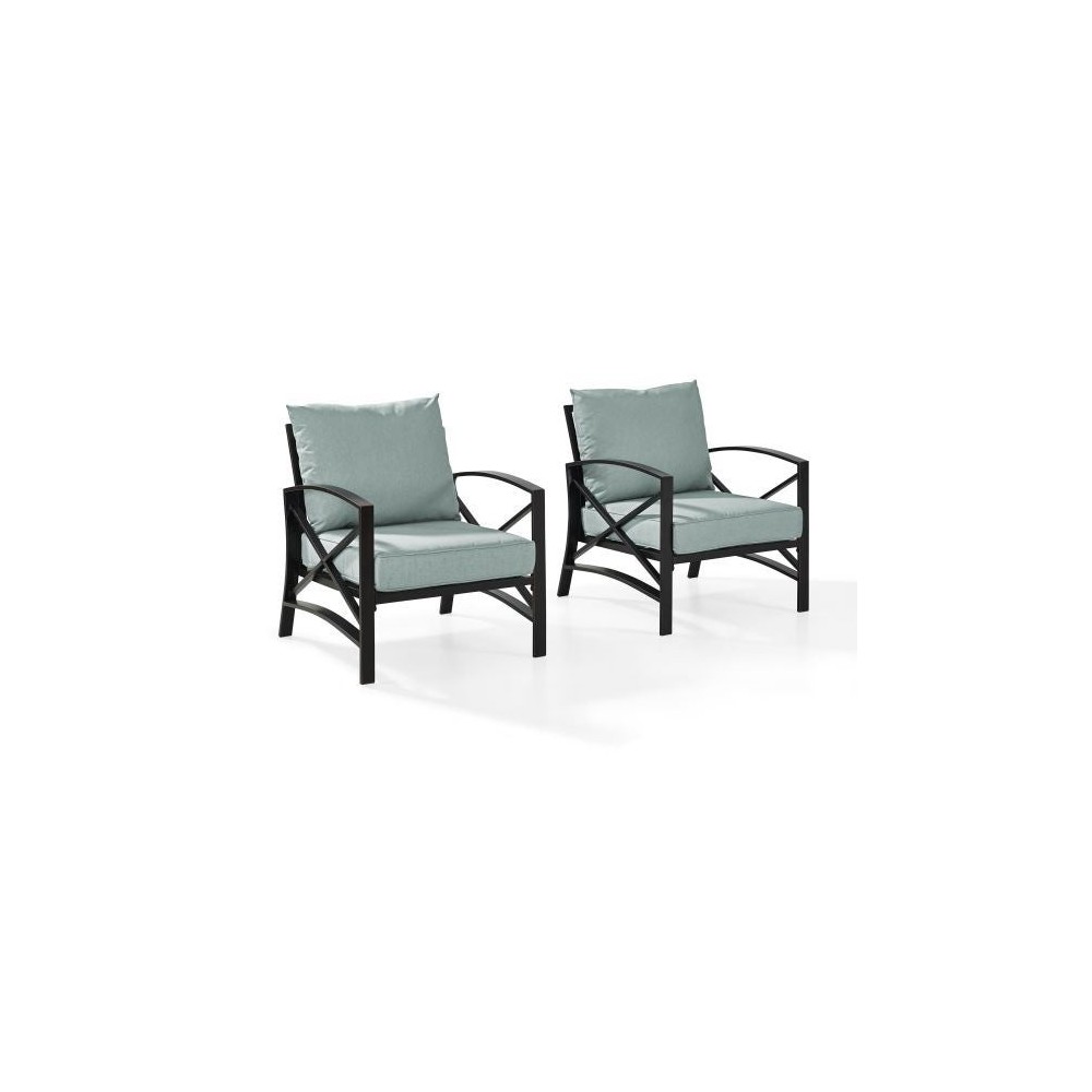 Kaplan 2Pc Outdoor Metal Armchair Set Mist/Oil Rubbed Bronze - 2 Chairs