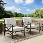 Kaplan 2Pc Outdoor Metal Armchair Set Oatmeal/Oil Rubbed Bronze - 2 Chairs