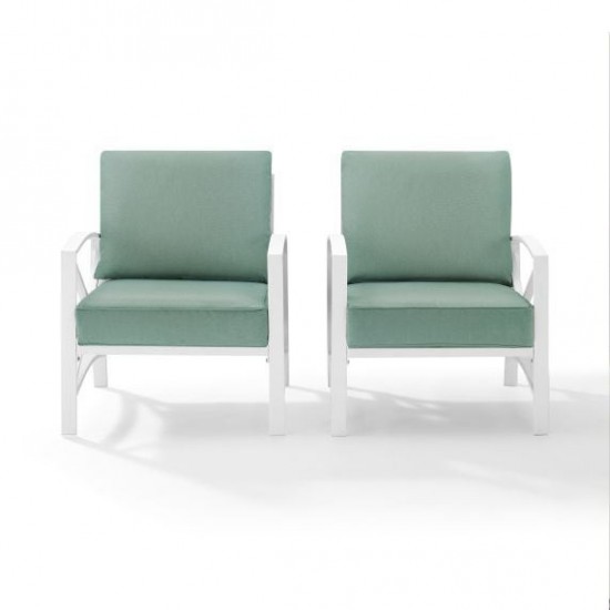 Kaplan 2Pc Outdoor Metal Armchair Set Mist/White - 2 Chairs