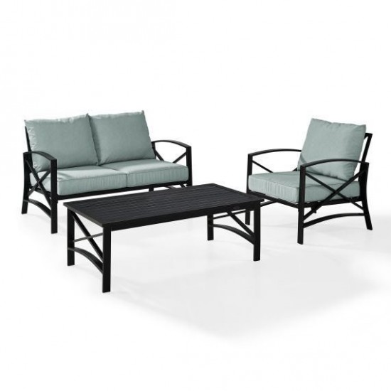 Kaplan 3Pc Outdoor Metal Conversation Set (Loveseat, Chair & Coffee Table)