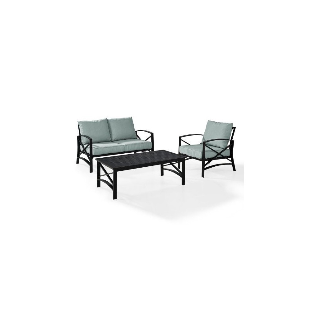 Kaplan 3Pc Outdoor Metal Conversation Set (Loveseat, Chair & Coffee Table) Kaplan 3Pc Outdoor Metal Conversation Set (Loveseat, Chair & Coffee Table)