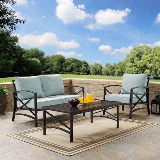 Kaplan 3Pc Outdoor Metal Conversation Set (Loveseat, Chair & Coffee Table)