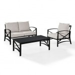 Kaplan 3Pc Outdoor Metal Conversation Set- Loveseat, Chair, Coffee Table