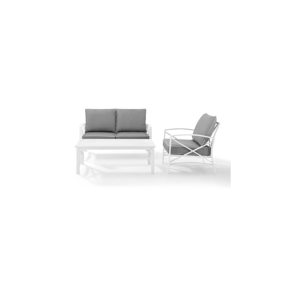 Kaplan 3Pc Outdoor Metal Conversation Set (Loveseat, Chair, Coffee Table) Kaplan 3Pc Outdoor Metal Conversation Set (Loveseat, Chair, Coffee Table)