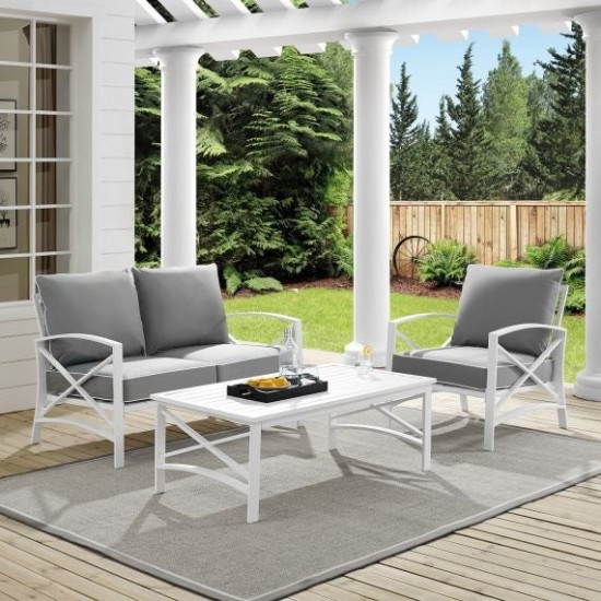 Kaplan 3Pc Outdoor Metal Conversation Set (Loveseat, Chair, Coffee Table)