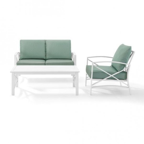 Kaplan 3Pc Outdoor Metal Conversation Set- Loveseat, Chair & Coffee Table