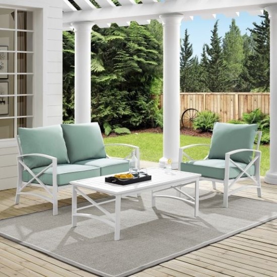 Kaplan 3Pc Outdoor Metal Conversation Set- Loveseat, Chair & Coffee Table