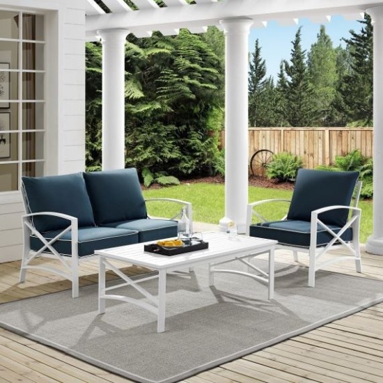 Kaplan 3Pc Outdoor Metal Conversation Set- Loveseat, Chair , Coffee Table