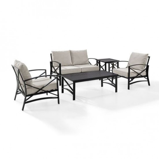 Kaplan 5Pc Outdoor Metal Conversation Set Oatmeal