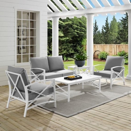 Kaplan 5Pc Outdoor Metal Conversation Set Gray