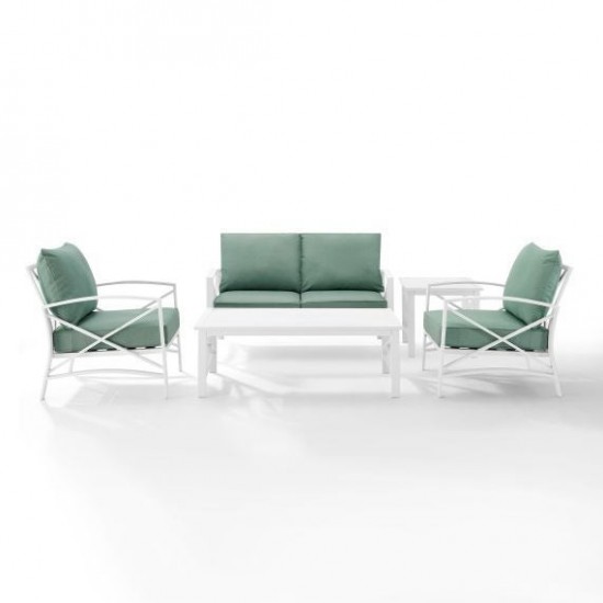 Kaplan 5Pc Outdoor Metal Conversation Set Mist/White