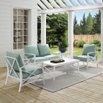 Kaplan 5Pc Outdoor Metal Conversation Set Mist/White