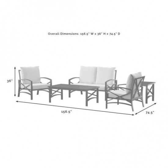 Kaplan 5Pc Outdoor Metal Conversation Set Mist/White