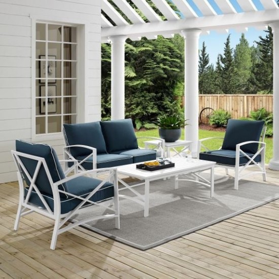 Kaplan 5Pc Outdoor Metal Conversation Set Navy