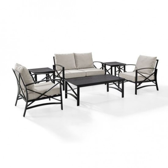 Kaplan 6Pc Outdoor Metal Conversation Set Oatmeal