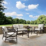 Kaplan 6Pc Outdoor Metal Conversation Set Oatmeal