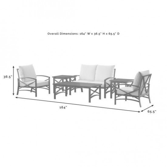 Kaplan 6Pc Outdoor Metal Conversation Set Gray