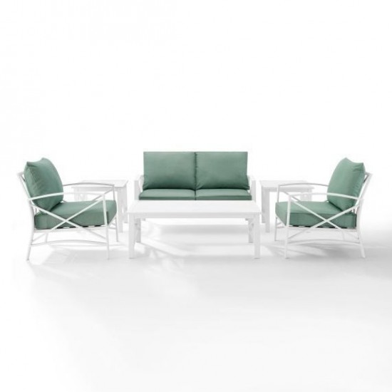 Kaplan 6Pc Outdoor Metal Conversation Set Mist/White