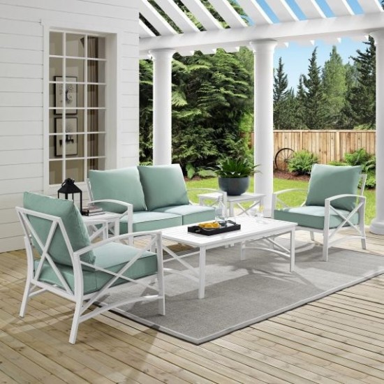 Kaplan 6Pc Outdoor Metal Conversation Set Mist/White