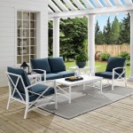 Kaplan 6Pc Outdoor Metal Conversation Set Navy