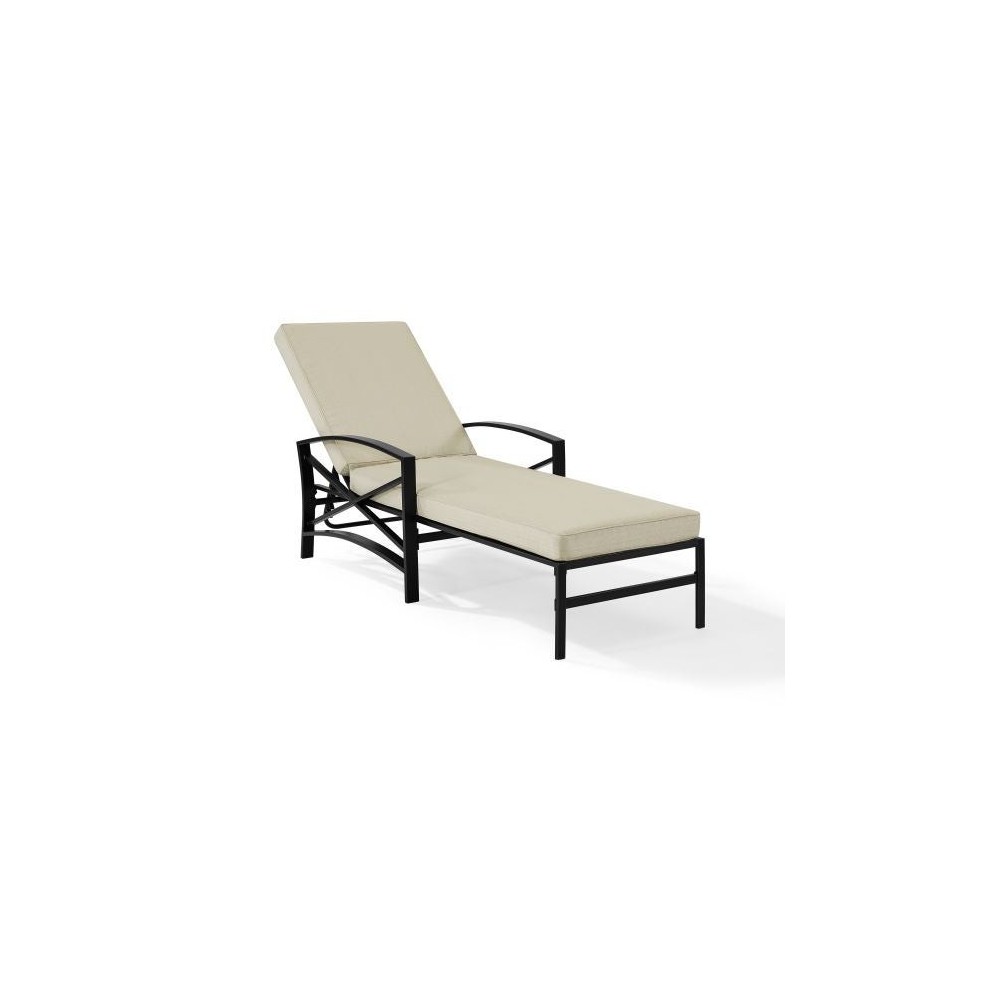 Kaplan Outdoor Metal Chaise Lounge Oatmeal/Oil Rubbed Bronze