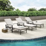 Kaplan Outdoor Metal Chaise Lounge Oatmeal/Oil Rubbed Bronze