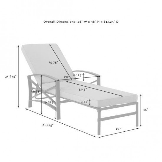 Kaplan Outdoor Metal Chaise Lounge Oatmeal/Oil Rubbed Bronze