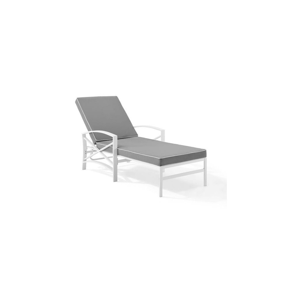 Kaplan Outdoor Metal Chaise Lounge Gray/White