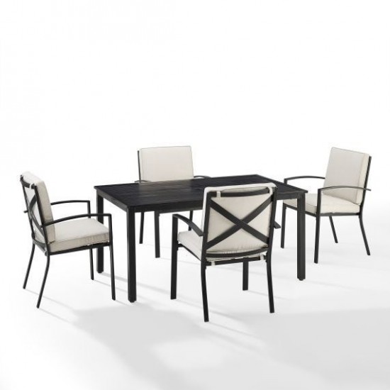 Kaplan 5Pc Outdoor Metal Dining Set Oatmeal/Oil Rubbed Bronze - Table & 4 Chairs