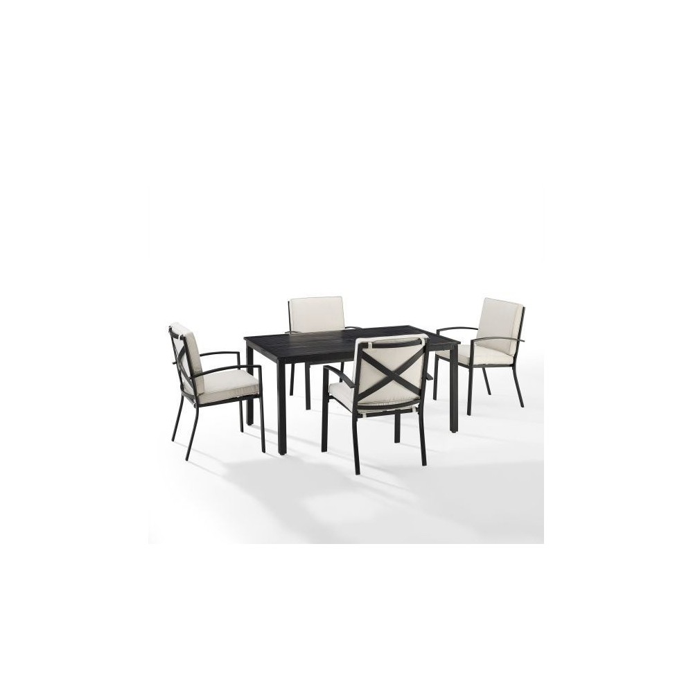 Kaplan 5Pc Outdoor Metal Dining Set Oatmeal/Oil Rubbed Bronze - Table & 4 Chairs