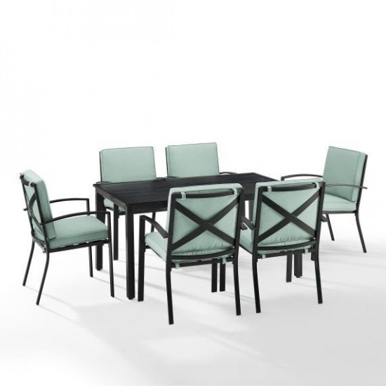 Kaplan 7Pc Outdoor Metal Dining Set Mist/Oil Rubbed Bronze - Table & 6 Chairs