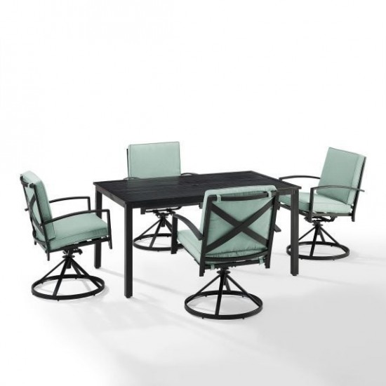 Kaplan 5Pc Outdoor Metal Dining Set (Table & 4 Swivel Chairs)