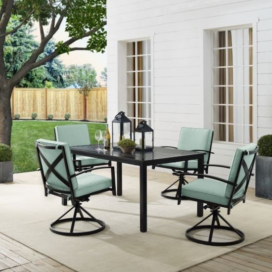 Kaplan 5Pc Outdoor Metal Dining Set (Table & 4 Swivel Chairs)