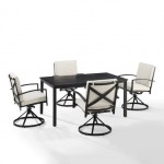 Kaplan 5Pc Outdoor Metal Dining Set- Table & 4 Swivel Chairs