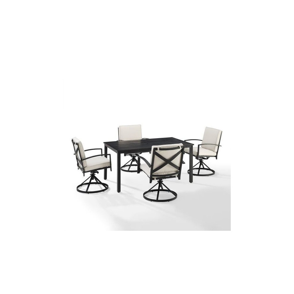 Kaplan 5Pc Outdoor Metal Dining Set- Table & 4 Swivel Chairs