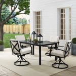 Kaplan 5Pc Outdoor Metal Dining Set- Table & 4 Swivel Chairs