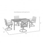 Kaplan 5Pc Outdoor Metal Dining Set- Table & 4 Swivel Chairs